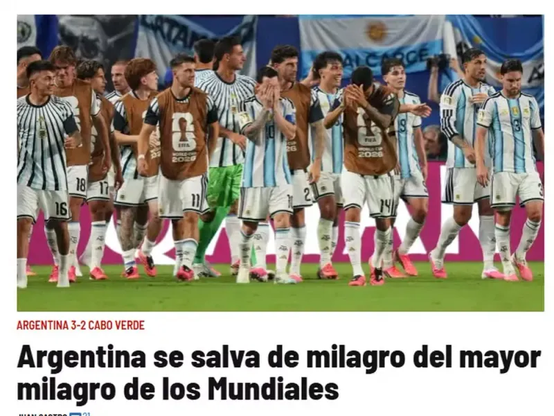 Argentina sofre, mas vence Cabo Verde na prorrogação e avança às oitavas em jogo dramático