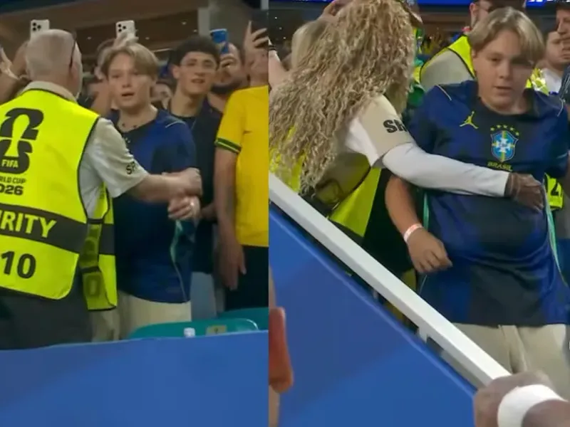 Segurança barra Davi Lucca no gramado e gera cena curiosa após vitória do Brasil
